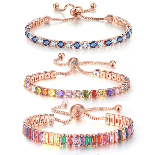 Adjustable Multicolor Tennis Bracelets For Women