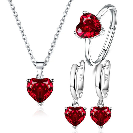 Sterling Jewelry Sets Heart-Shaped